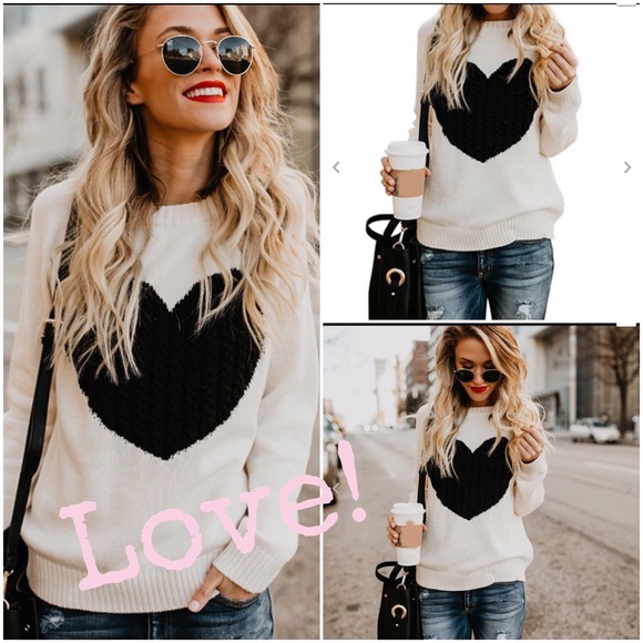 ONLY 1 LEFT! NEW CABLE KNIT HEART SWEATER - Picture 2 of 5